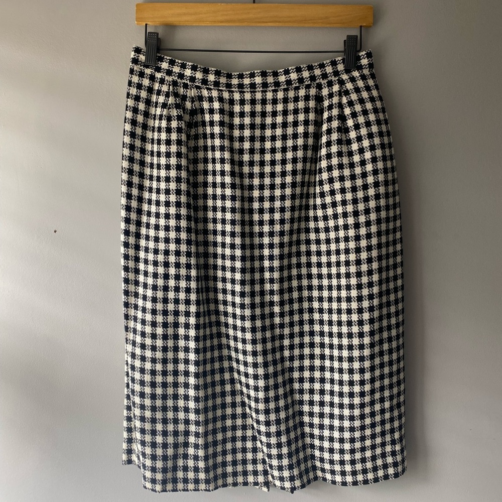 Vintage Black and White Houndstooth Pencil Skirt